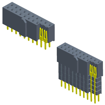 2.54mmFemale Header  Dual Row SMT U-type（with post/cap）